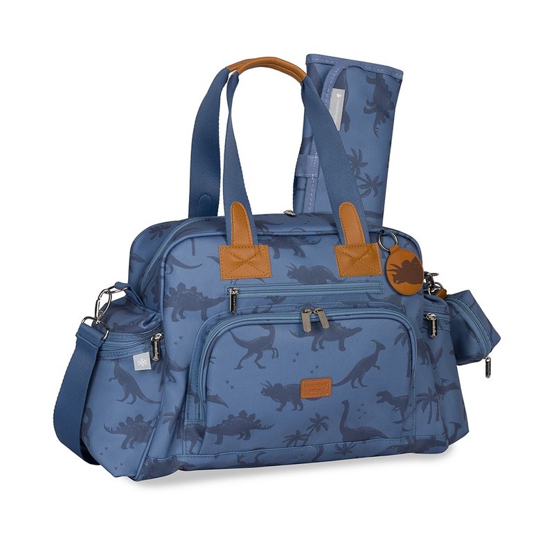 Lateral Bolsa de Maternidade Térmica Masterbag Baby Everyday Dinossauro Azul