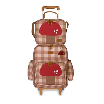 07 kit mochila infantil kids com rodinhas lancheira termica infantil masterbag baby cogumelo