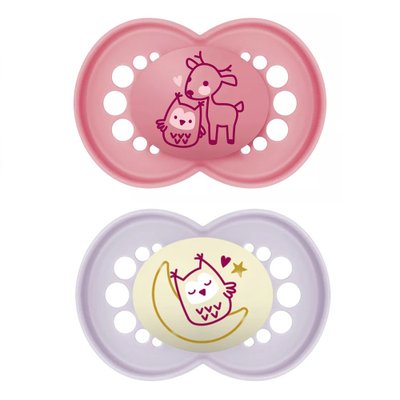 Chupeta MAM Original Day and Night (16M+) Embalagem Dupla Rosa Coruja