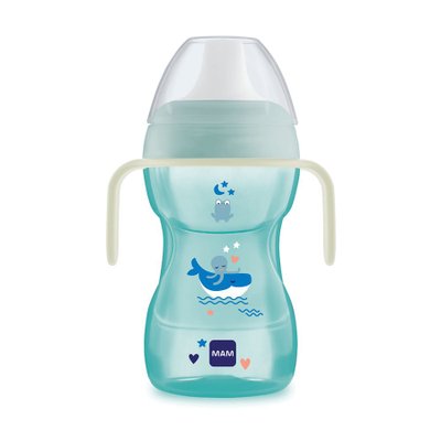 Copo MAM Fun to Drink Night 270ml (8M+) Azul Baleia