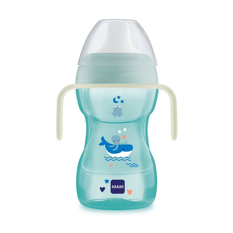 Copo MAM Fun to Drink Night 270ml (8M+) Azul Baleia