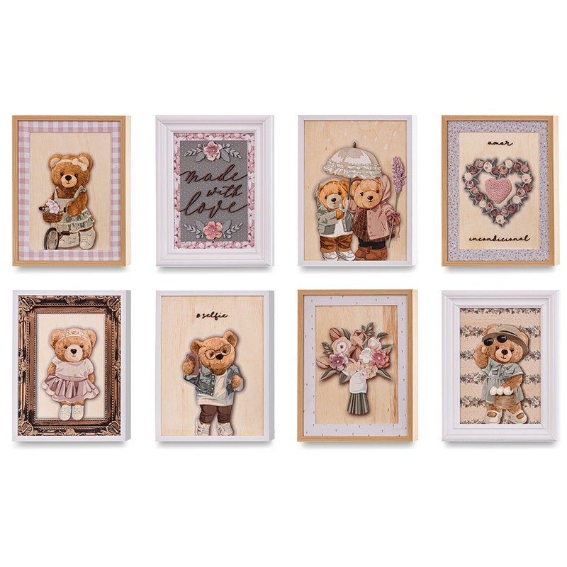 Painel Decorativo Coração de Mãe para Quarto Infantil Ursinhas Clássicas