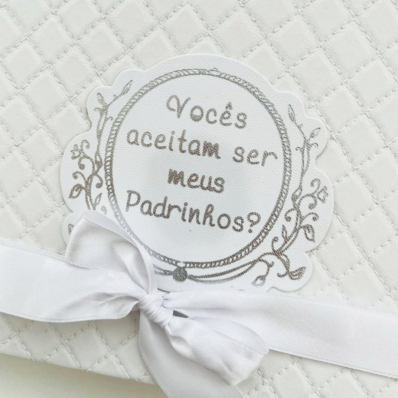 Detalhes Caixa Convite para Padrinhos Original Paper Branco