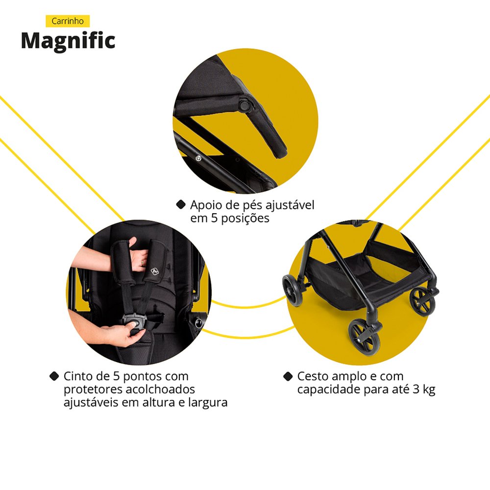 Carrinho de Bebê Safety 1st Travel System Magnific 5 em 1 Black