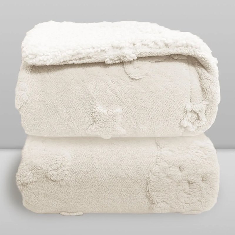 Cobertor Infantil Donna Laço Bebê com Sherpa Relevo Urso 90x110cm Branco