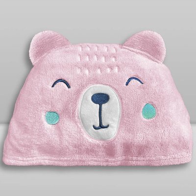 Toalha de Banho Donna Laço Bebê com Capuz Animada 70x100cm (0-36M) Urso Rosa