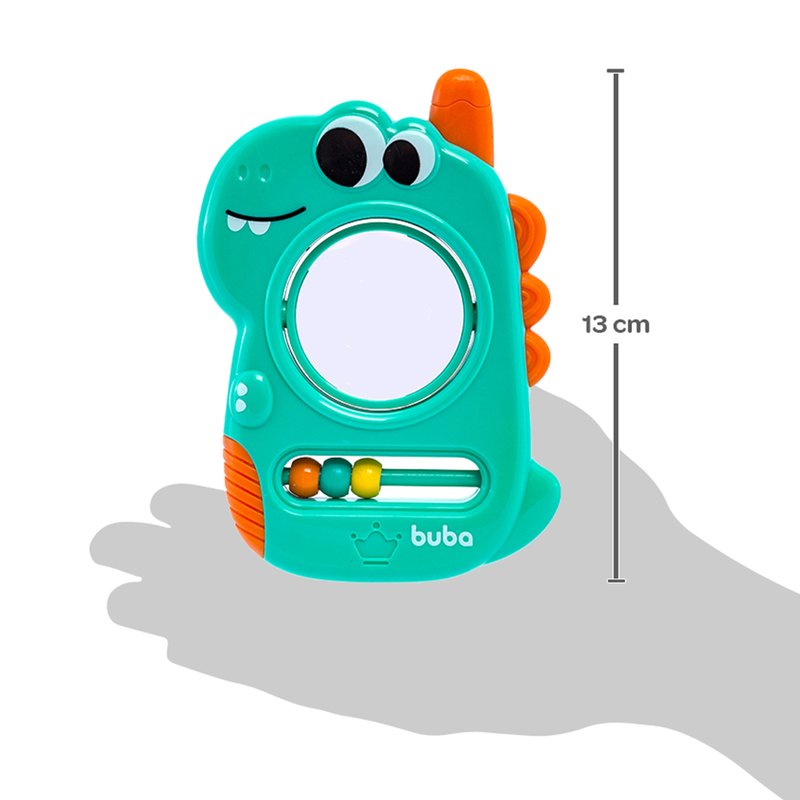 Medida Brinquedo Buba Chocalho com Espelhinho Dino (4M+)