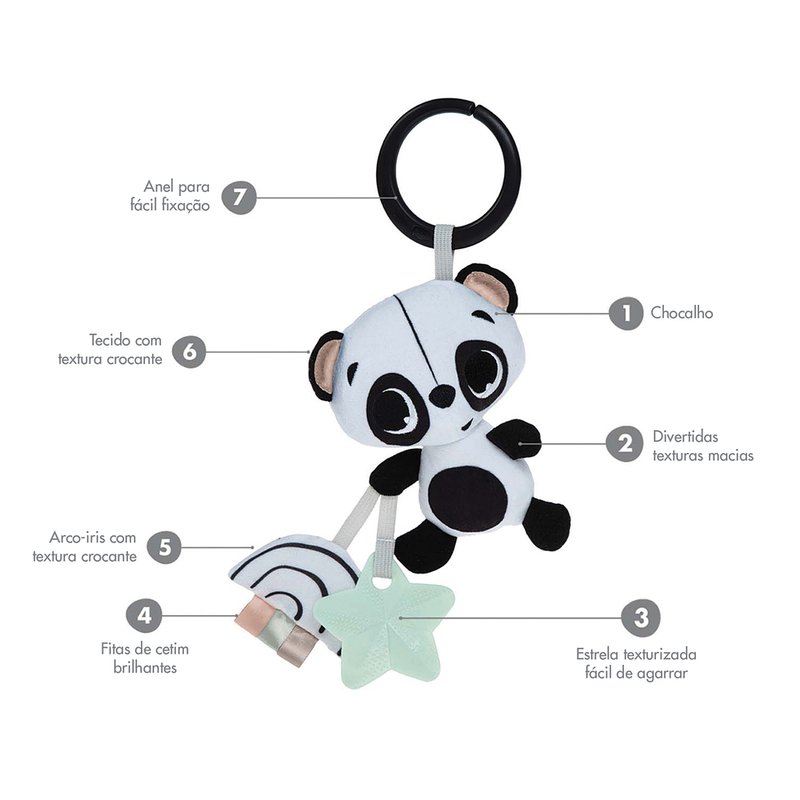 Detalhes Brinquedo Tiny Love Rattle Chocalho Boho Chic (0M+) Panda