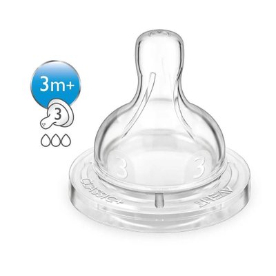 Bico de Mamadeira Philips Avent Classic Anti-colic Número 3 (3M+) 2 Unidades