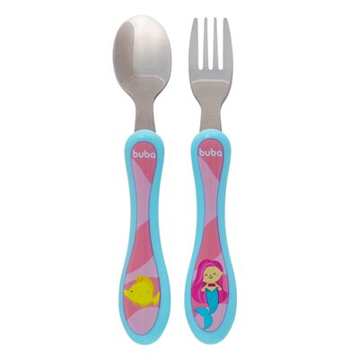 Kit Talher Infantil Buba em Aço Inox Aventuras (6M+) Sereia