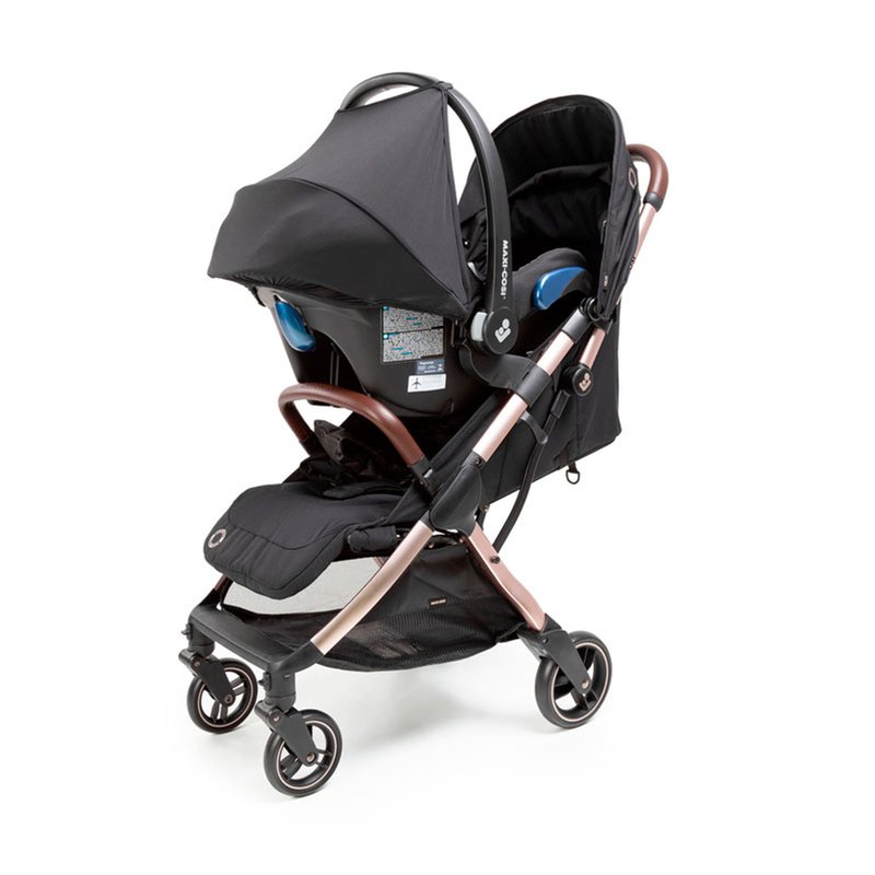 Instalação Bebê Conforto Carrinho de Bebê Maxi-Cosi Eva Travel System Black Champagne