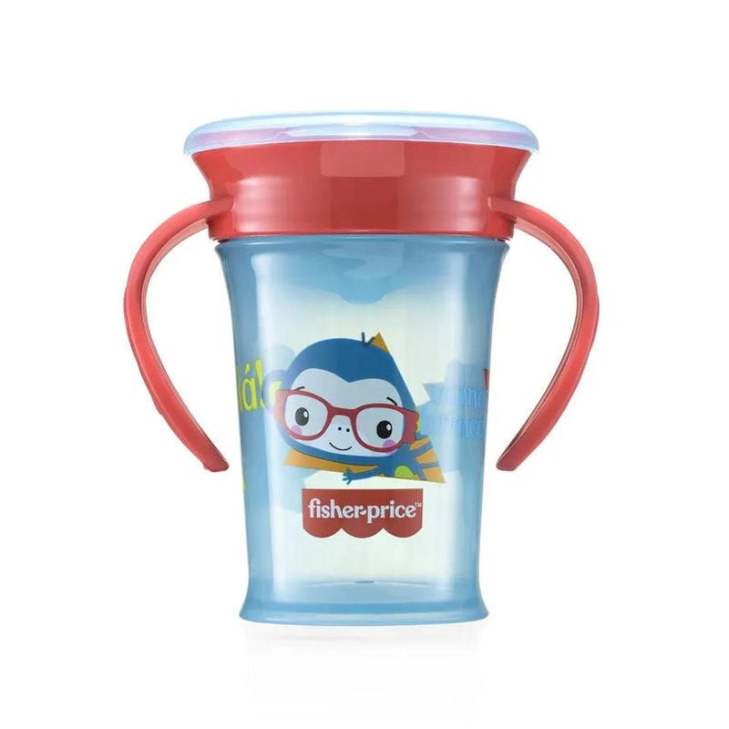 Copo de Treinamento Fisher-Price First Moments 360° com Tampa e Alça 210ml (6M+) Azul