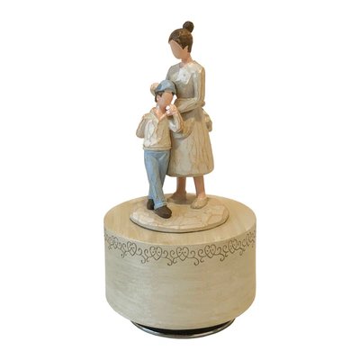 Caixa de Música Modali Baby em Resina Lapidada Mãe e Filho