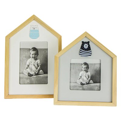 Kit 2 Porta-Retratos Modali Baby Casa de Madeira