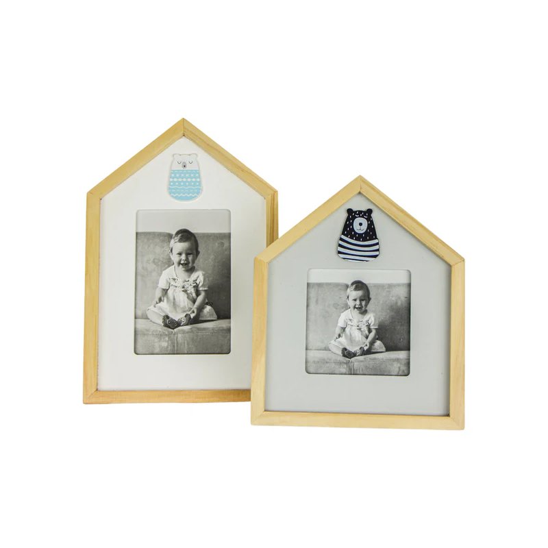 Kit 2 Porta-Retratos Modali Baby Casa de Madeira