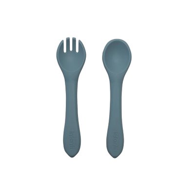 Kit Talher Infantil Infanti Piccolo em Silicone (6M+) Azul Kit Talher Infantil Infanti Piccolo em Silicone (6M+) Azul
