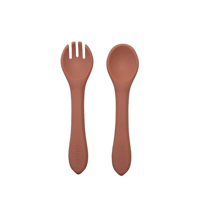 Kit Talher Infantil Infanti Piccolo em Silicone (6M+) Terracota
