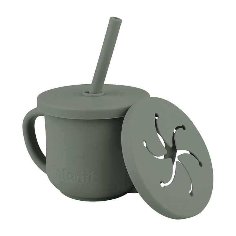 Copo de Silicone Infanti 2 em 1 com Canudo e Snack 225ml (6M+) Verde