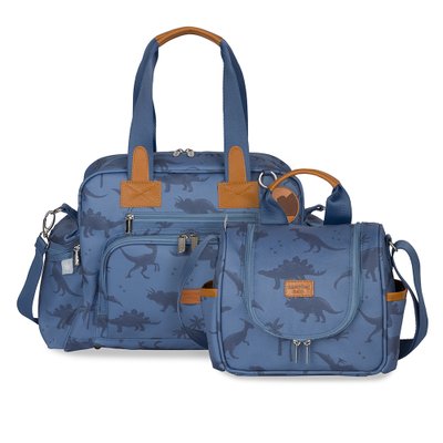 Kit Bolsa Maternidade Everyday + Frasqueira Térmica Emy Masterbag Baby Dinossauro Azul