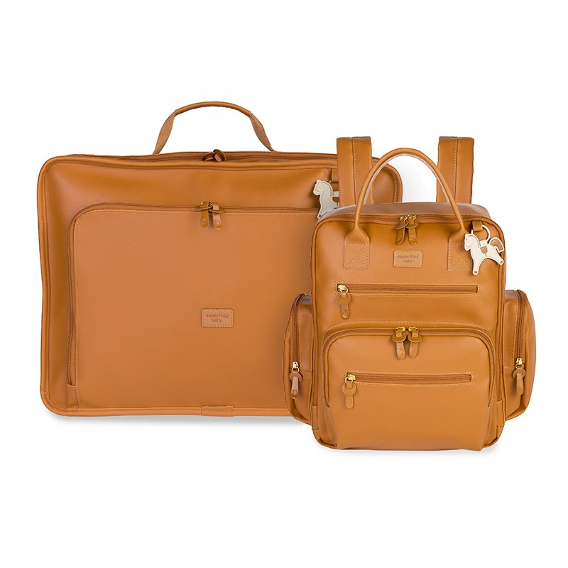 Kit Mala Maternidade Vintage + Mochila Maternidade Urban Masterbag Baby Cavalinho Caramelo