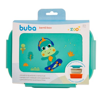 Embalagem Lancheira Bento Box Buba Zoo 600ml Dino