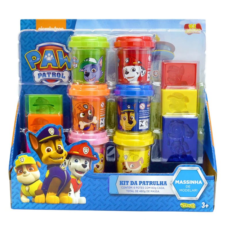 Embalagem Brinquedo Ki Massa Sunny Kit Massinha de Modelar Patrulha Canina (3+) 12 Peças
