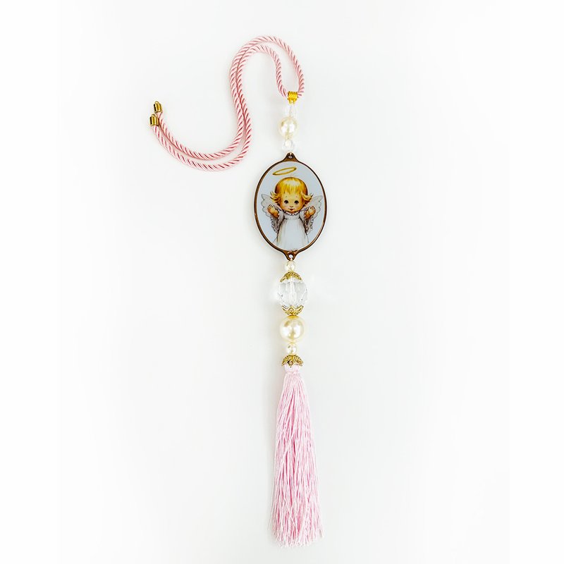 Medalhão de Berço Angeli Home Anjo da Guarda Rosa