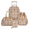 Kit Mala com rodinhas + Bolsa Everyday + Mochila Urban + Porta Carteira de Vacinação Masterbag Baby Cavalinhos Bege