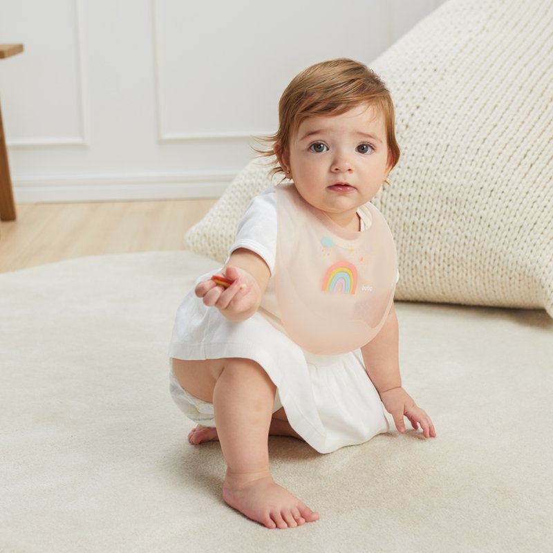 Babador de Silicone Buba com Bolso Pega Migalhas e Estojo (3M+) Magic Arco-íris Bebê