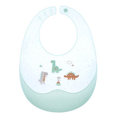 Babador de Silicone Buba com Bolso Pega Migalhas e Estojo (3M+) Magic Dino