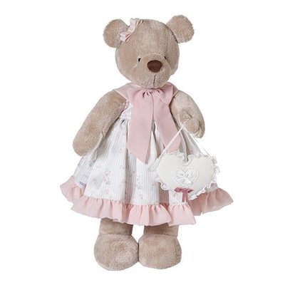 Ursa de Pelúcia Silvia Polito Kikinha Jardim Bolsinha Coração