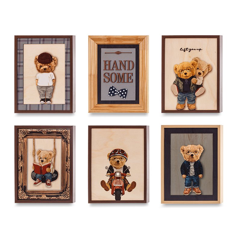 Painel Decorativo Coração de Mãe para Quarto Infantil Ursos Clássicos Menor 6 peças