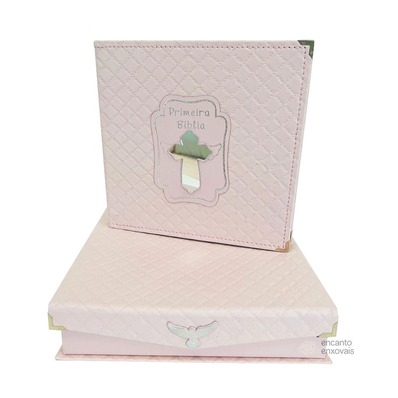 Primeira Bíblia Infantil Ilustrada Original Paper Matelassê Rosa