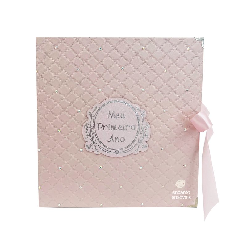 Livro do Bebê Original Paper Meu Primeiro Ano Matelassê Rosa Strass