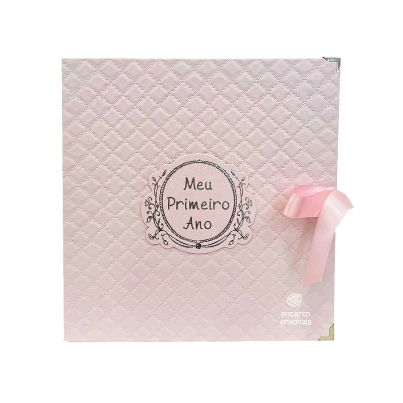 Livro do Bebê Original Paper Meu Primeiro Ano Matelassê Rosa Bebê