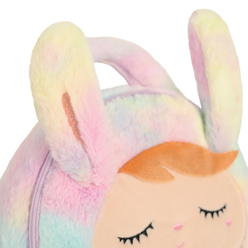 Detalhes Bolsa Metoo Plush com Laço e Alça de Mão Coelha Arco-Íris