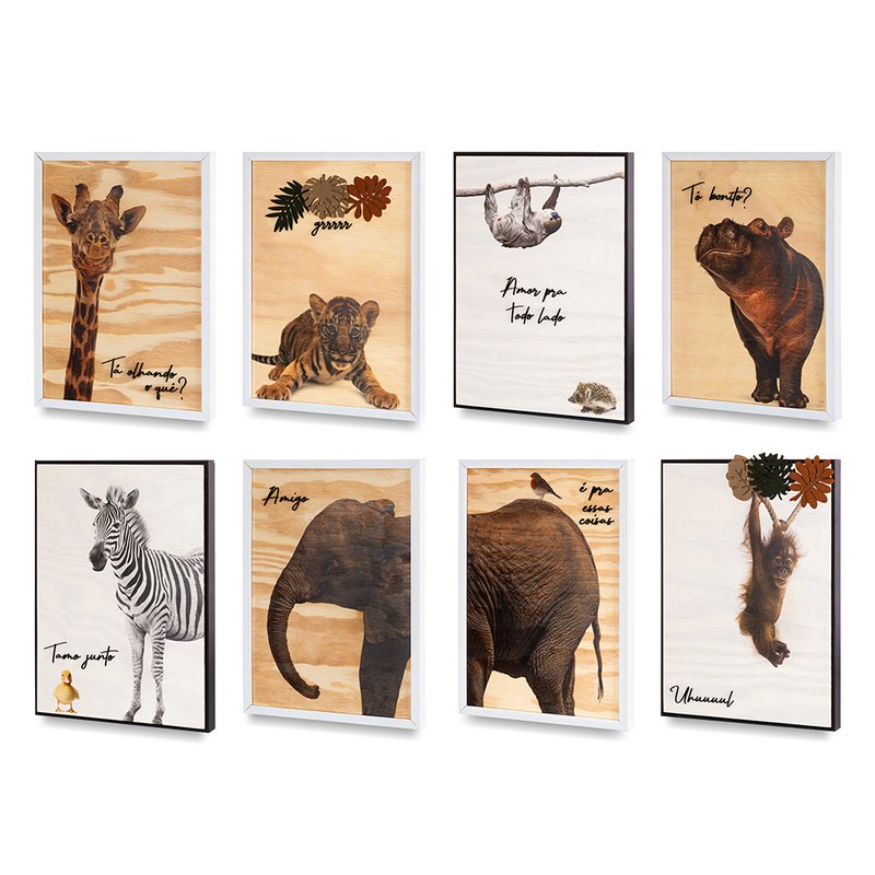 Painel Decorativo Coração de Mãe para Quarto Infantil Fotos Bichos