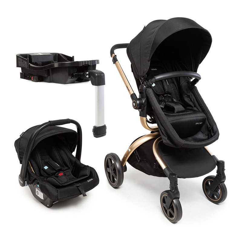 Carrinho de Bebê Infanti Epic 360° Travel System Trio Isofix Preto Ouro