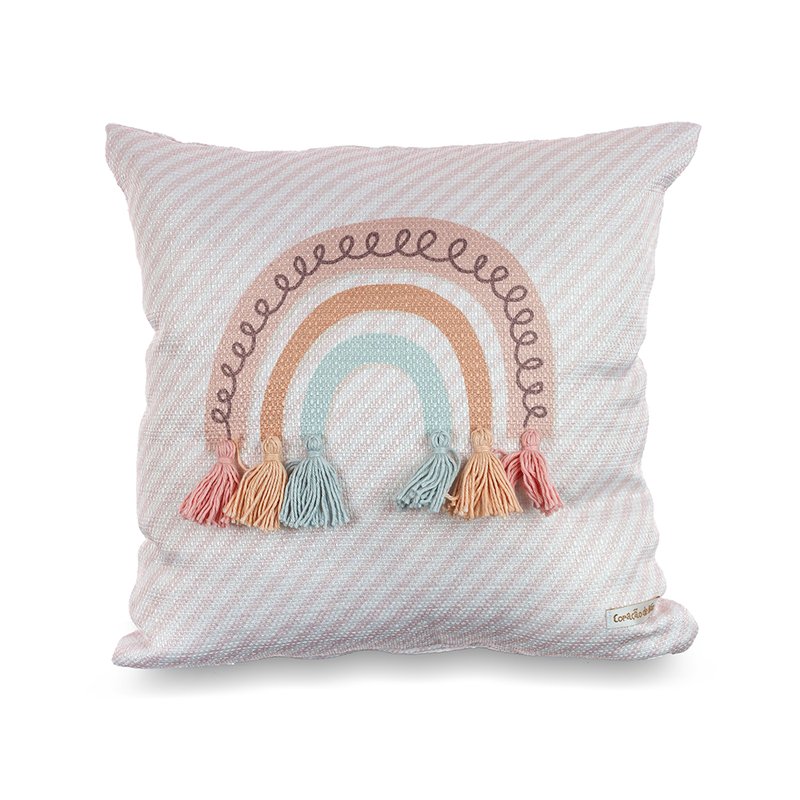 Almofada Decorativa Coração de Mãe para Quarto Infantil Sweet Arco-Íris com Tassel