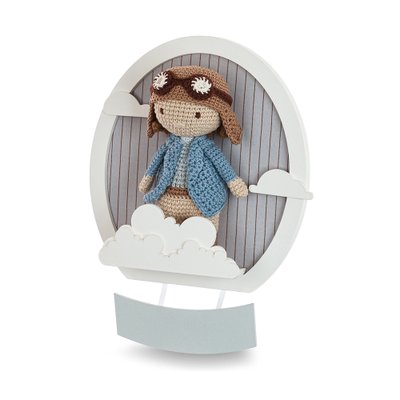 Quadro Decorativo para Porta de Maternidade Coração de Mãe Voar Menino Aviador