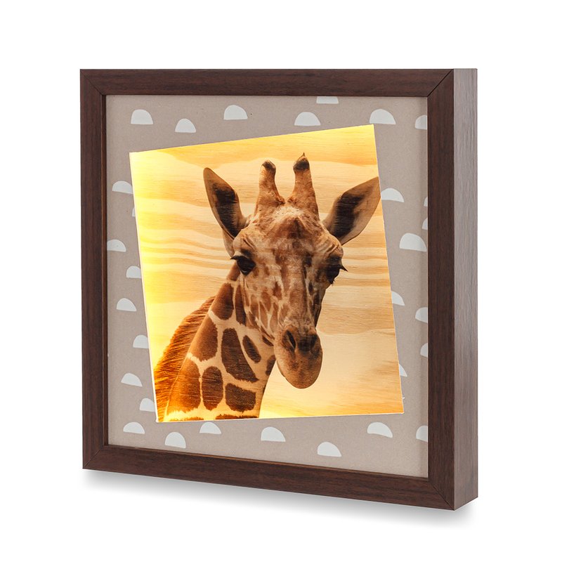 Quadro Decorativo Coração de Mãe com Luz Fotos Bichos Girafa
