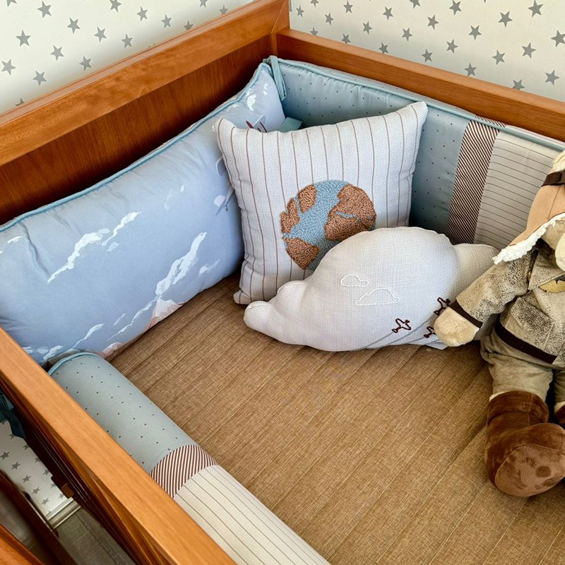 Detalhes Kit Berço Coração de Mãe Voar 6 Peças