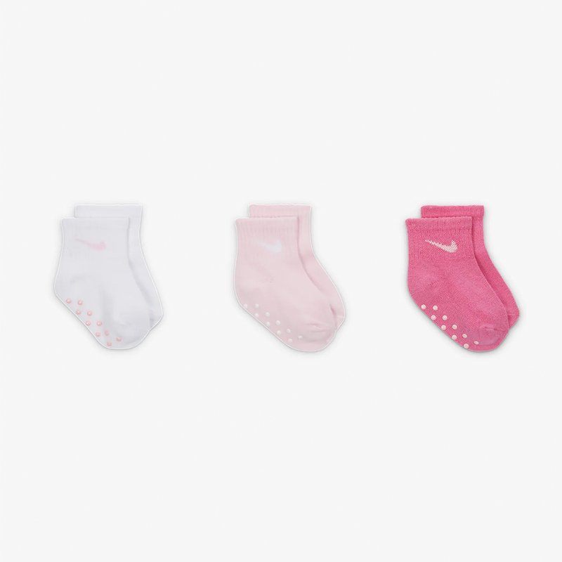 Kit 3 Pares de Meia Infantil Nike Swoosh (12-24M) Rosa