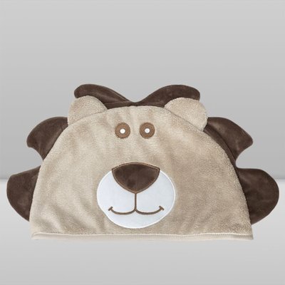 Toalha de Banho Donna Laço Bebê com Capuz Animada 70x100cm Leão Bege