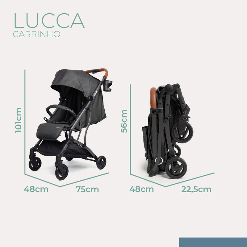 Medida Carrinho de Bebê Infanti Lucca de 0 a 15kg Preto