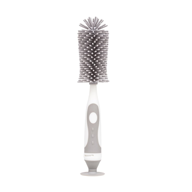 Escova para Mamadeira e Bico Buba em Silicone com Ventosa Cinza
