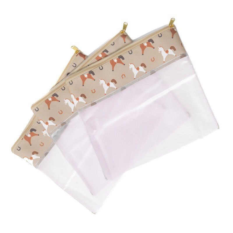 Conjunto 3 Saquinhos Organizadores Masterbag Baby Cavalinhos Bege