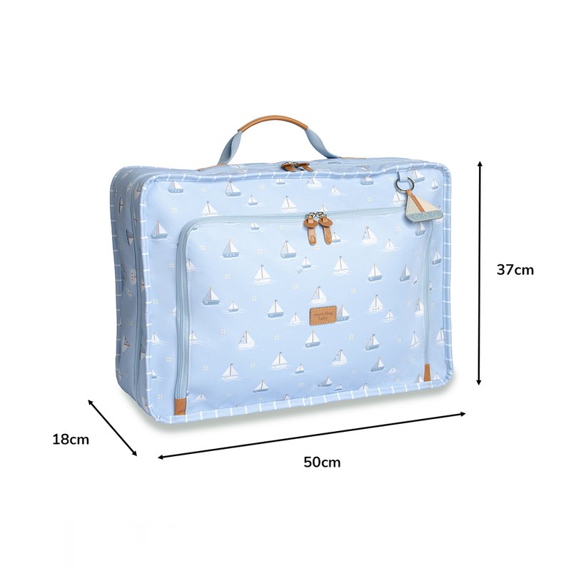 Medidas Mala Vintage Barquinhos Azul