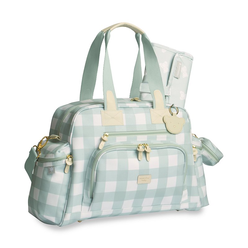 Lateral Bolsa Térmica Masterbag Baby Everyday Bear Xadrez Menta