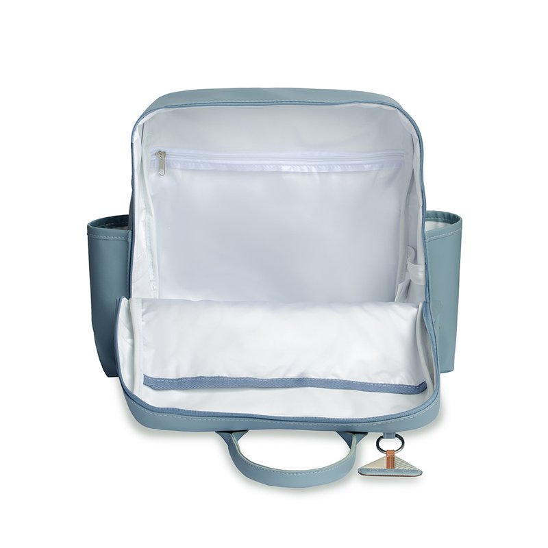 Mochila Maternidade Masterbag Baby Vintage Barquinhos Lisa Azul Aberta